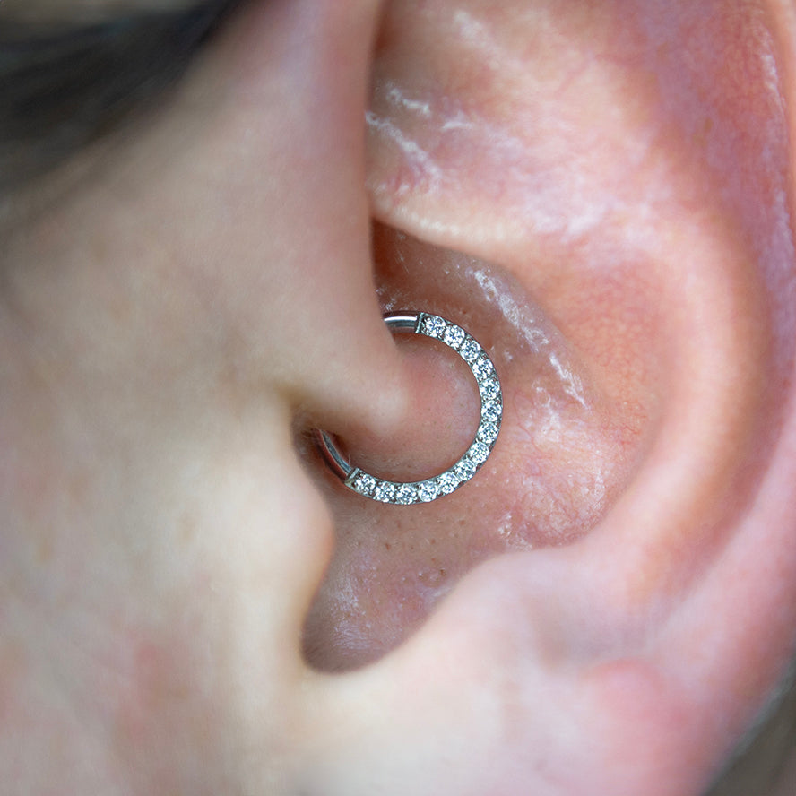 Pavé Sparkler Silver Hoop